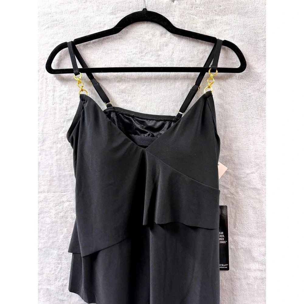 Magicsuit Womens Eliza Chain-Link Tankini Top Black  Sz 8 - NWT $134